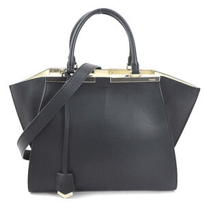 Fendi Trois Jours handbag shoulder bag black silver leather